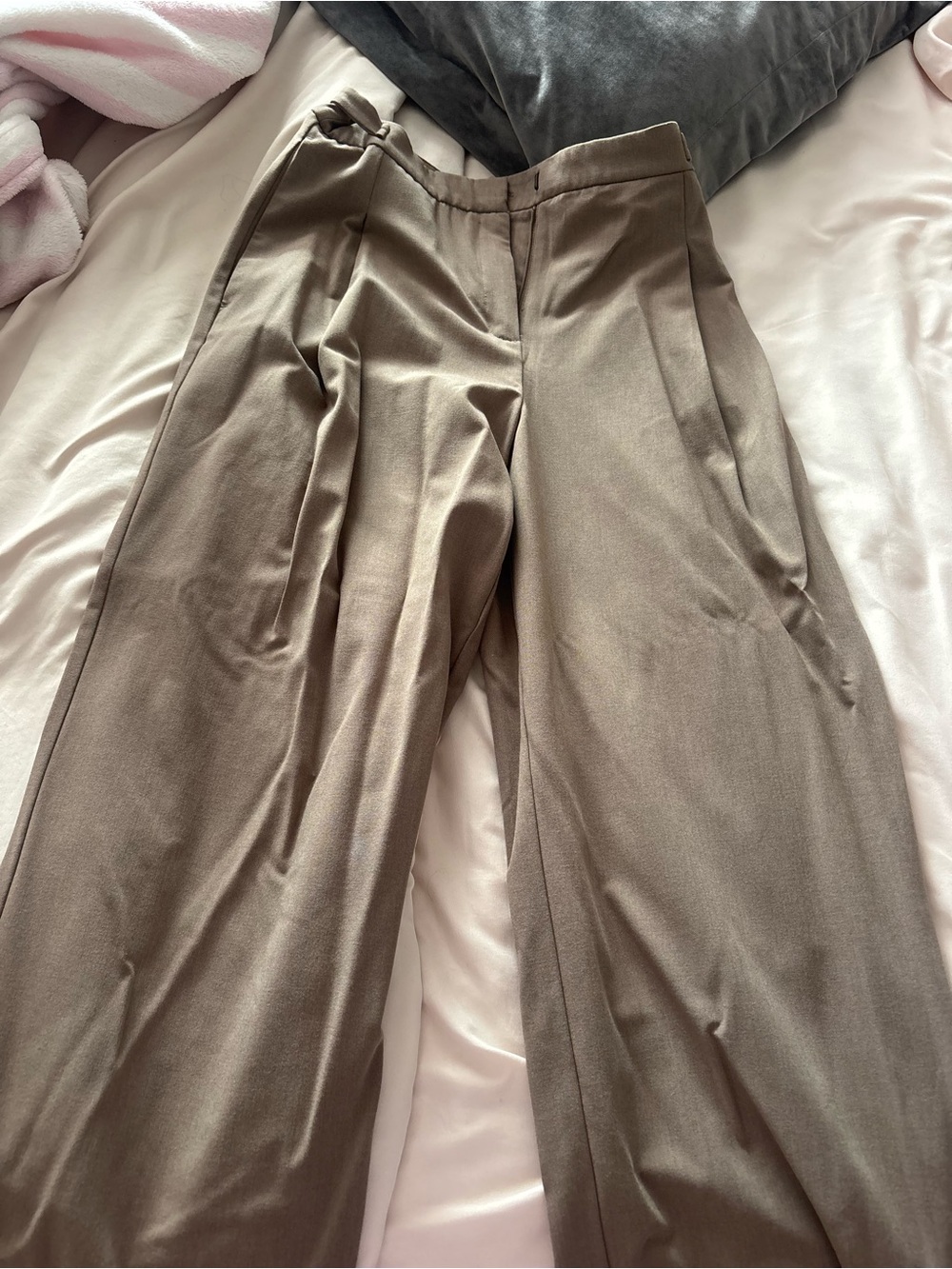 Wide-Leg High-Rise Pants in Taupe- Dynamite